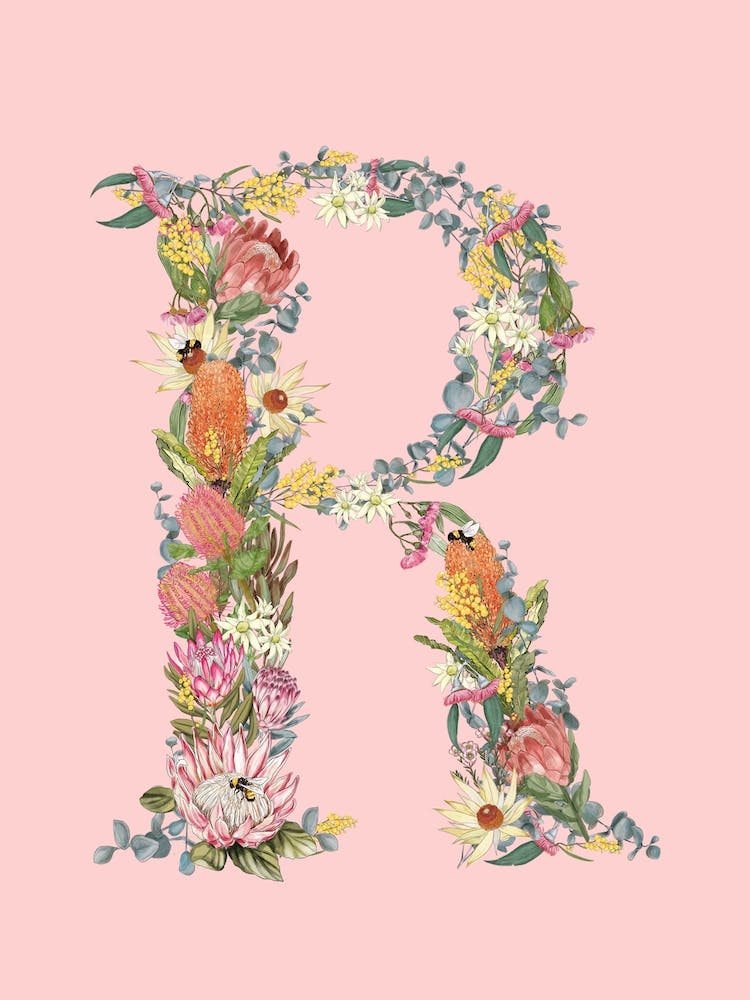 R Pink Alphabet Letter