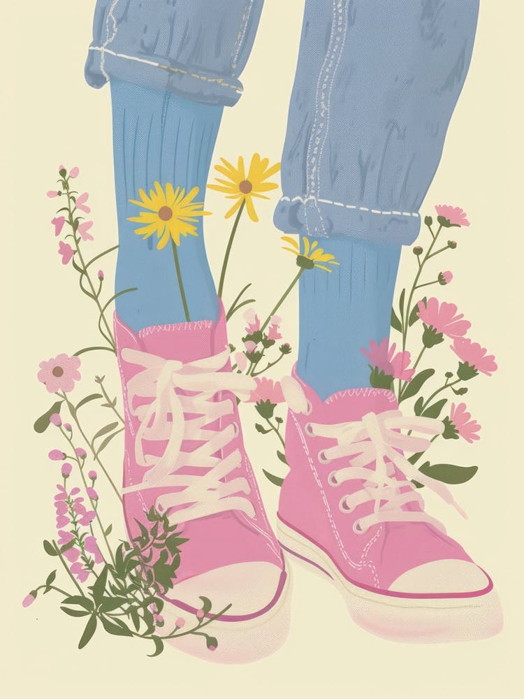 Rosa Turnschuhe Und Blumen 6