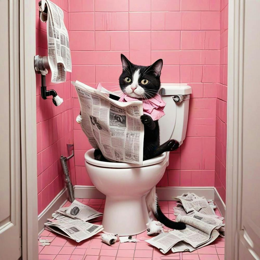 Cat Reading A Newspaper In Toilet (5)