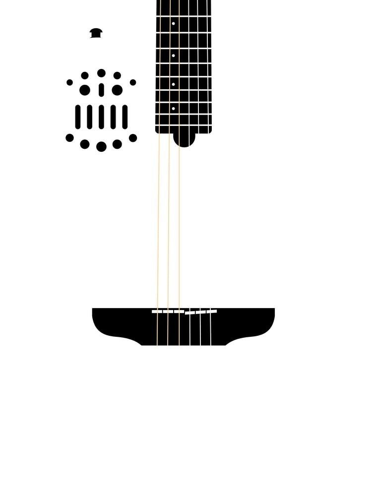 Black and White Minimalist Acoustic Guitar Illustration