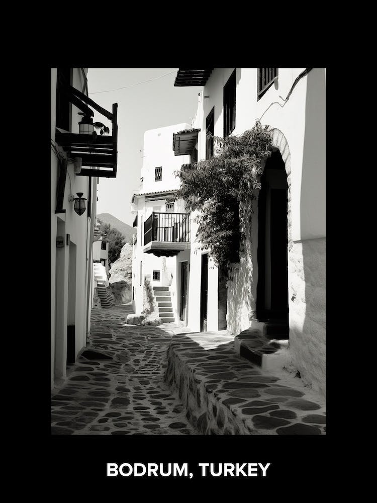 Poster Of Bodrum, Turkey, Mediterranean Black And White Photography Analogue 3