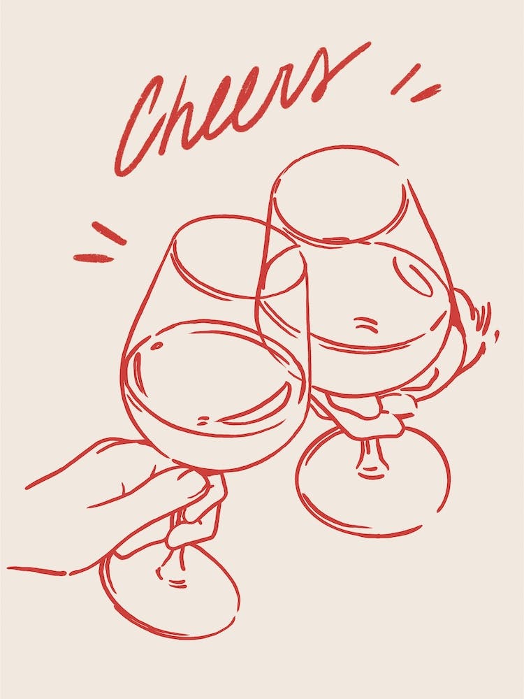 Cheers Red Bar Car Art Wine
