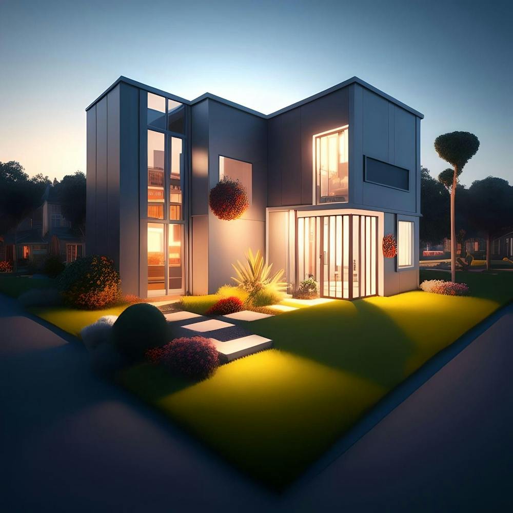Modern House At Night