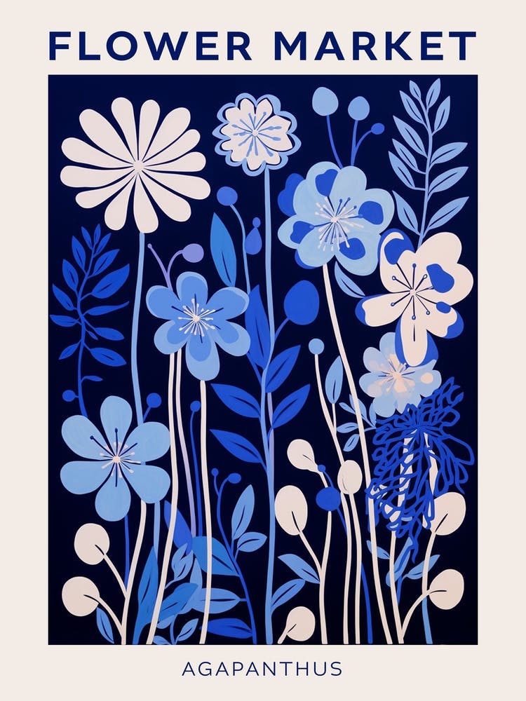 Blue Flower Market Poster Agapanthus 4
