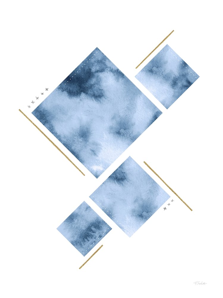 Puzzle In Blue Gold And Silver