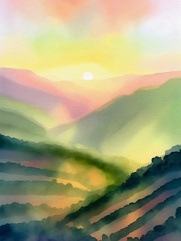 Sunset In The Vineyards