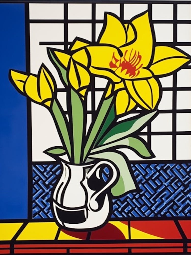 Daffodils Flower Still Life  3 Pop Art Style