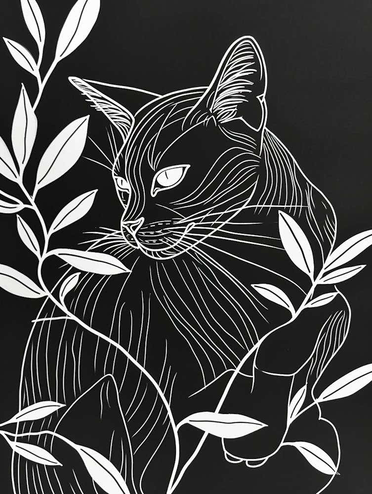 Tonkinese Cat Minimalist Illustration 1