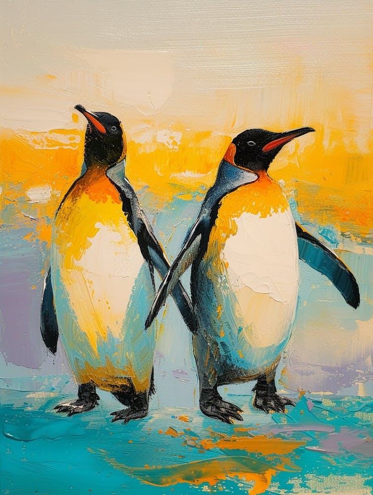 King Penguin Oamaru Blue Penguin Colony Colour Block Painting 4