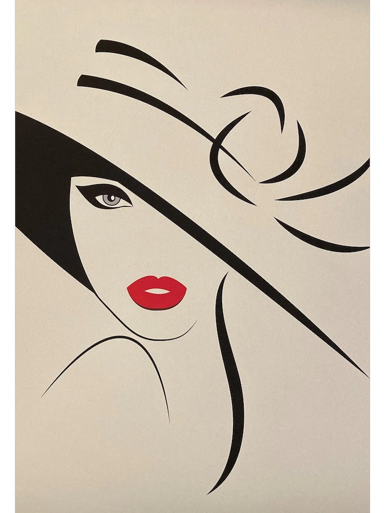 Line Art, Lady of NYC, Fashion, Retro, 1950's, Art, Stylish, Wall Print