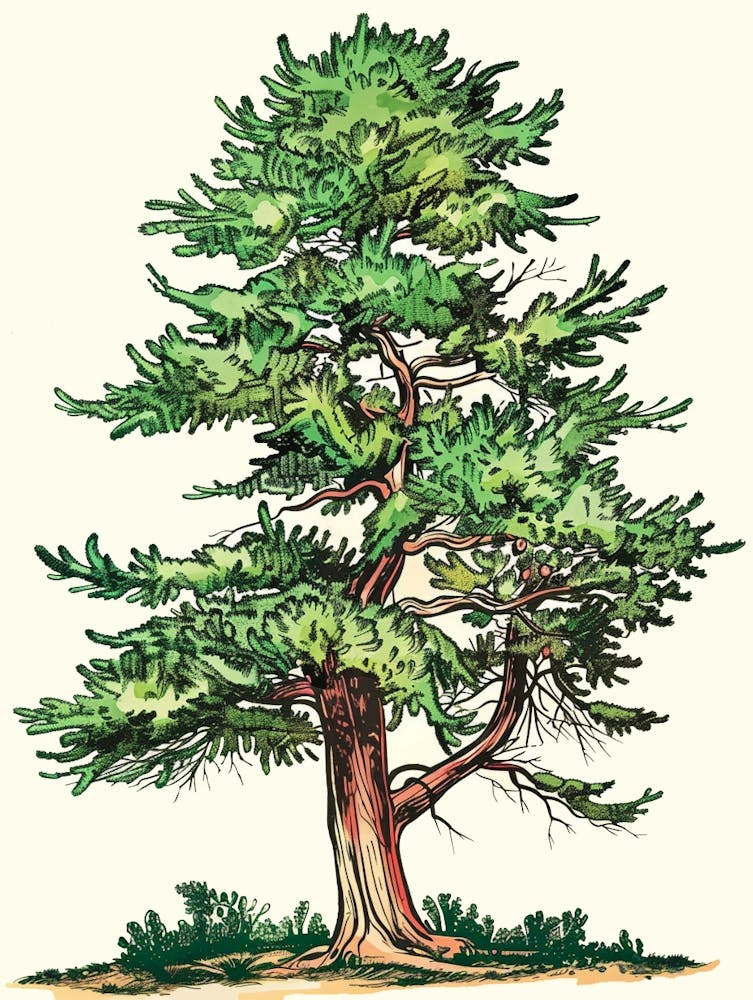 Cypress Tree Storybook Illustration 3