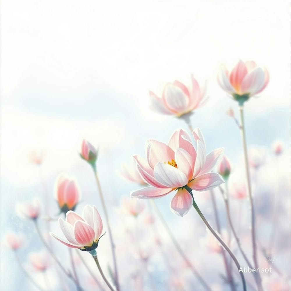 Pink Flowers in snow