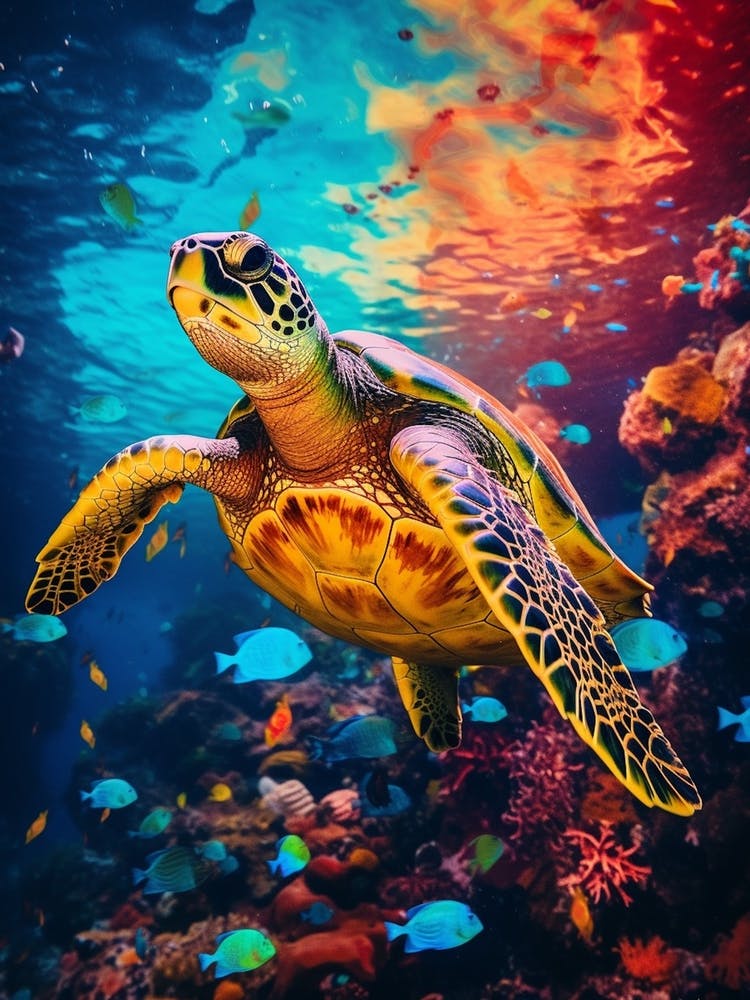 Retro Sea Turtle Photography 2