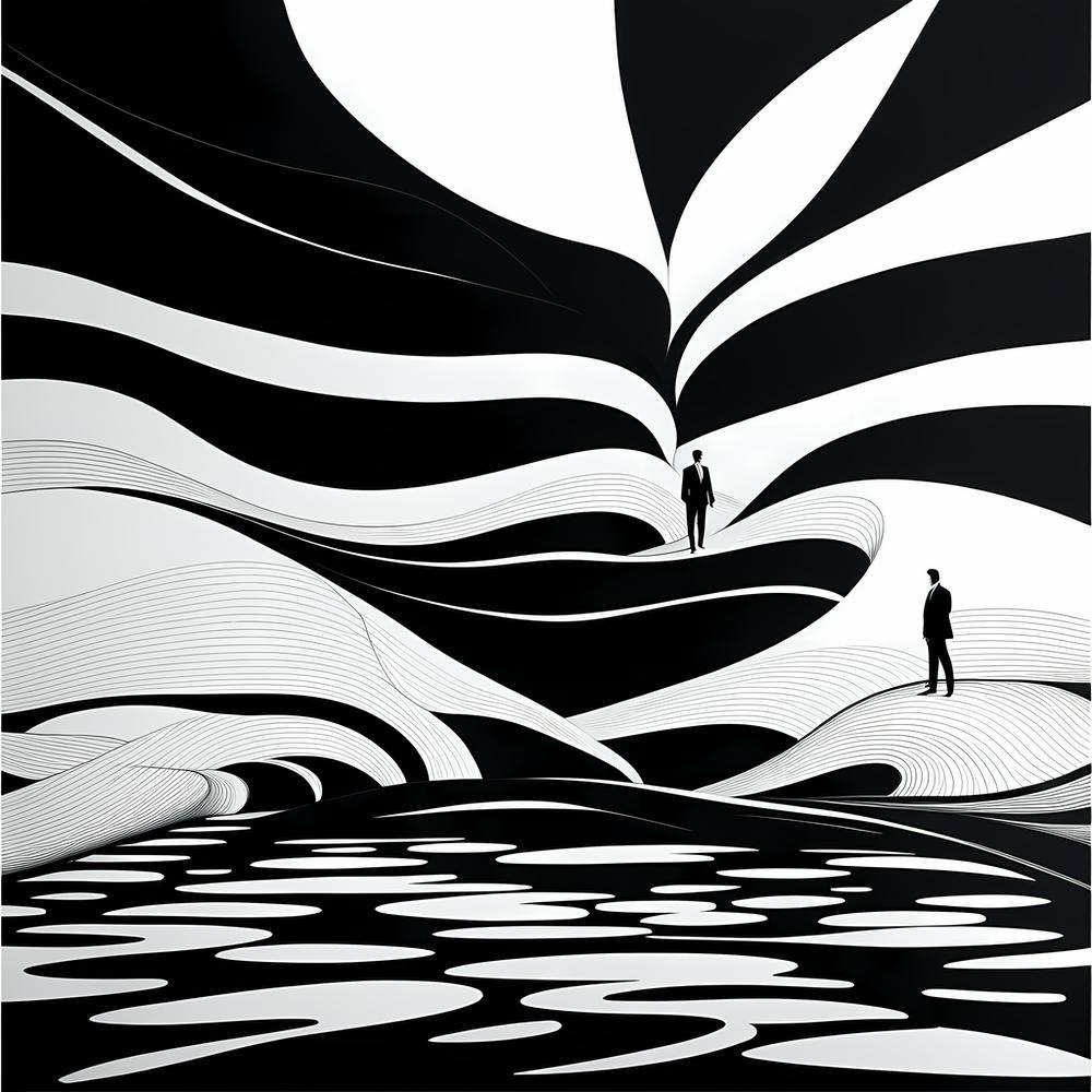 Forever, Abstract art, black and white monochromatic art
