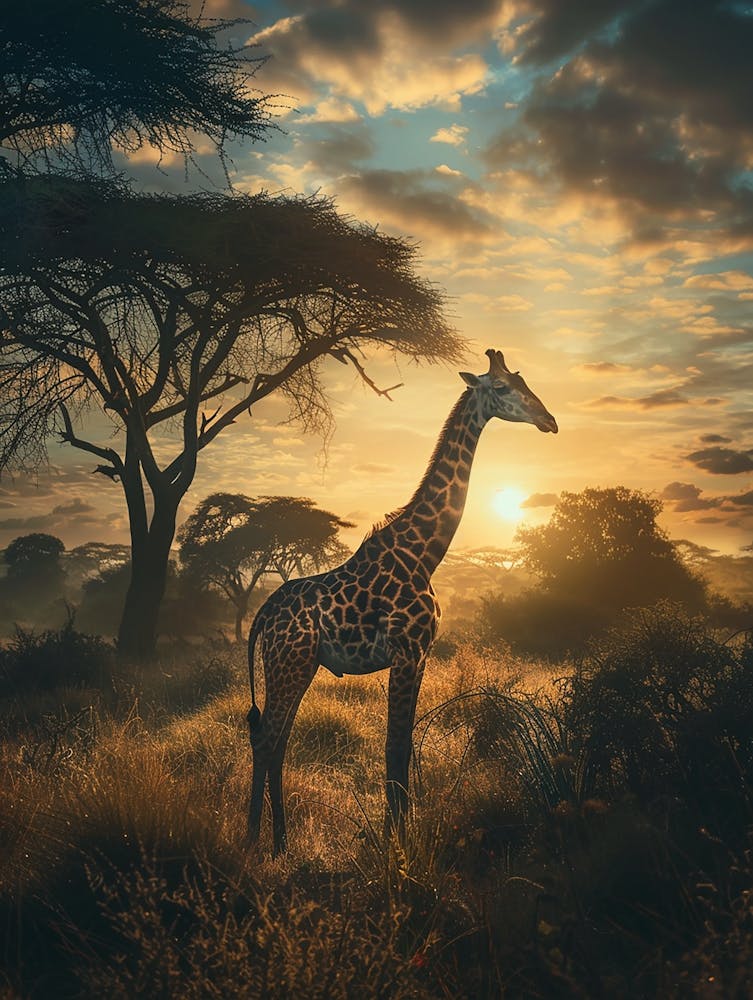Giraffe At Sunset 1