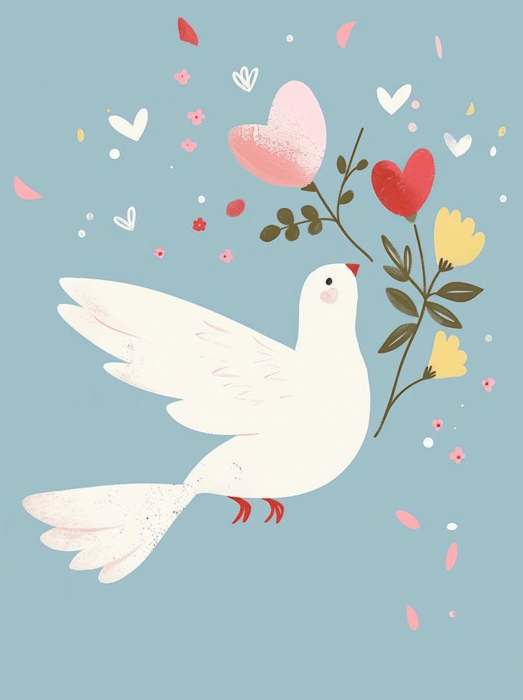 Dove With Flowers 1