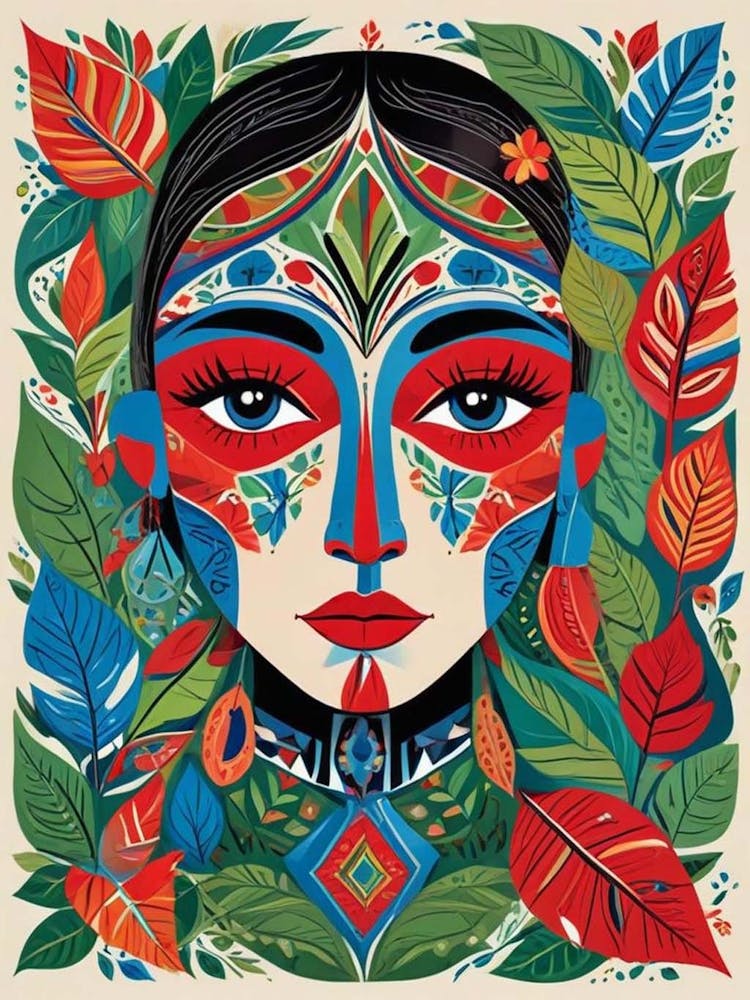 Folk Abstract Face Illustration 3 (9)