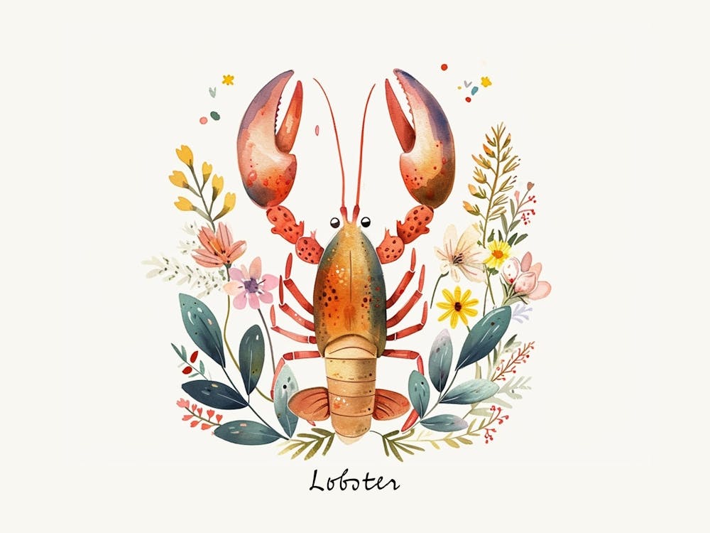 Little Floral Lobster 3 Poster