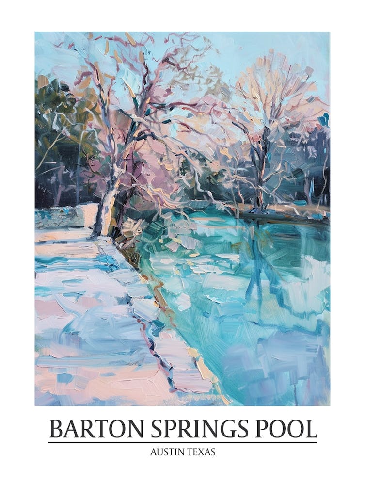 Barton Springs Pool Austin Texas Oil Painting 1 Poster