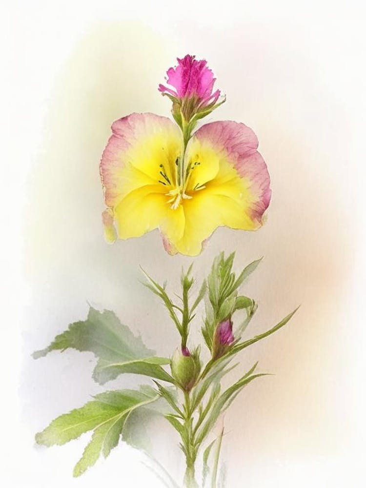 Evening Primrose Wildflower Watercolour 2