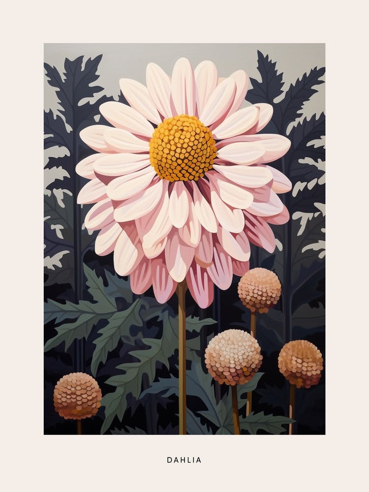 Flower Illustration Dahlia 3 Poster