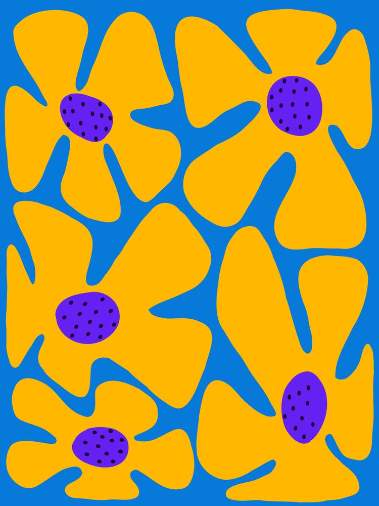 Flowers On A Blue Background