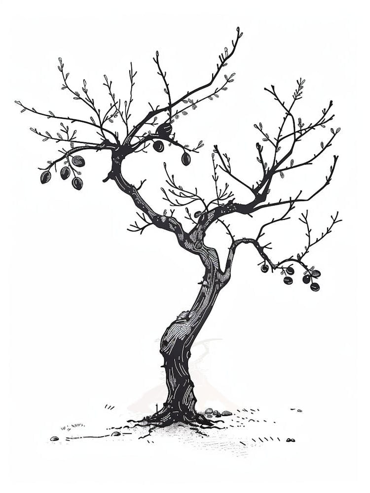 Plum Tree Pixel Illustration 3