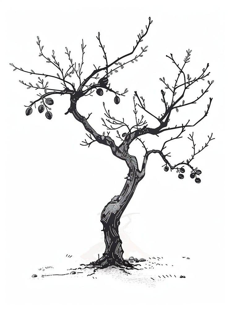 Plum Tree Pixel Illustration 3