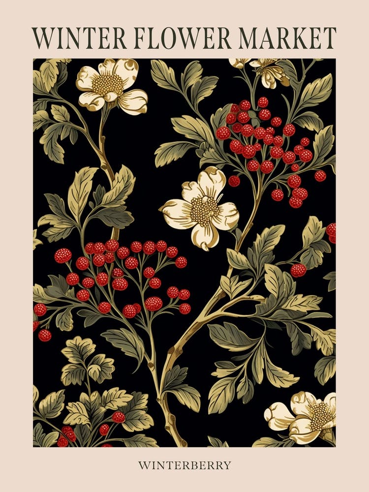 Winterberry 2 Winter Flower Market Poster