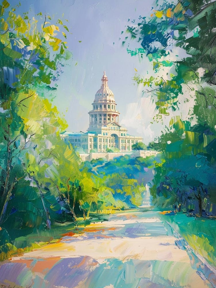 The Texas State Capitol Austin Texas Oil Painting 2