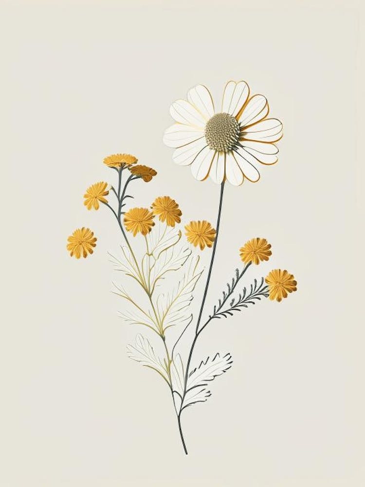 Feverfew Spices And Herbs Retro Minimal 4