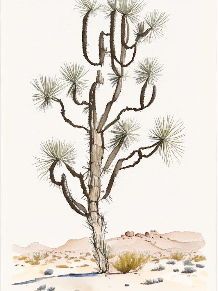 Typical Joshua Tree Minimilist Watercolour 