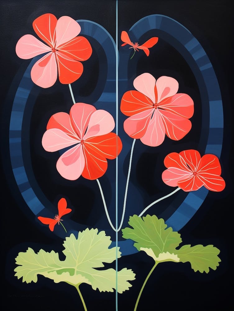 Geranium 1 Hilma Af Klint Inspired Flower Illustration