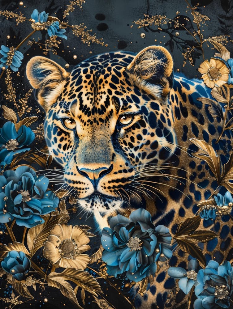 Leopard With Flowers 2
