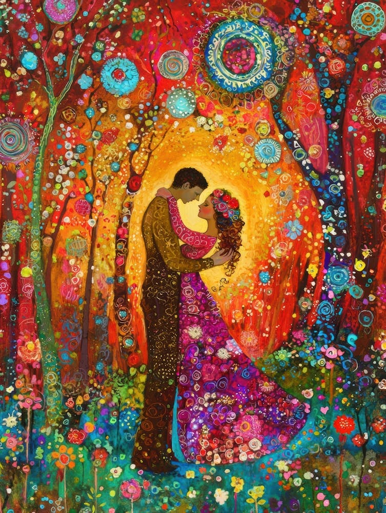 Couple Kissing In The Forest