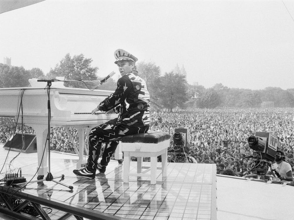 Elton John Performing In Central Park, 1980