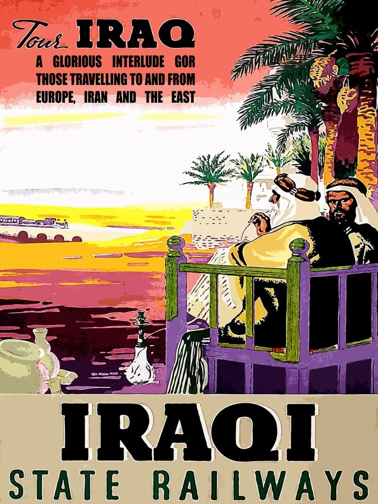 Iraq State Railways, Vintage Travel Poster