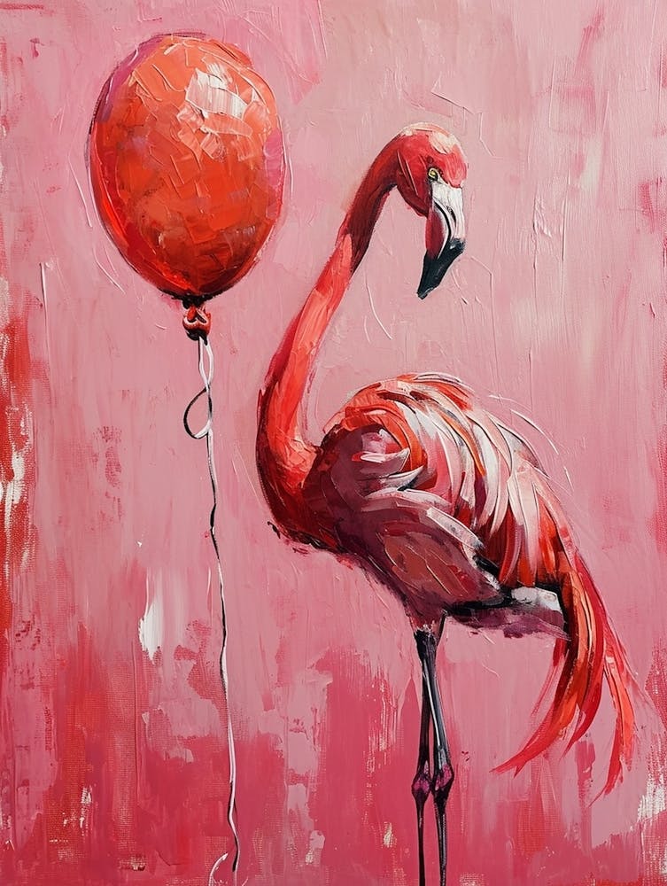 Cute Flamingo 2 With Balloon