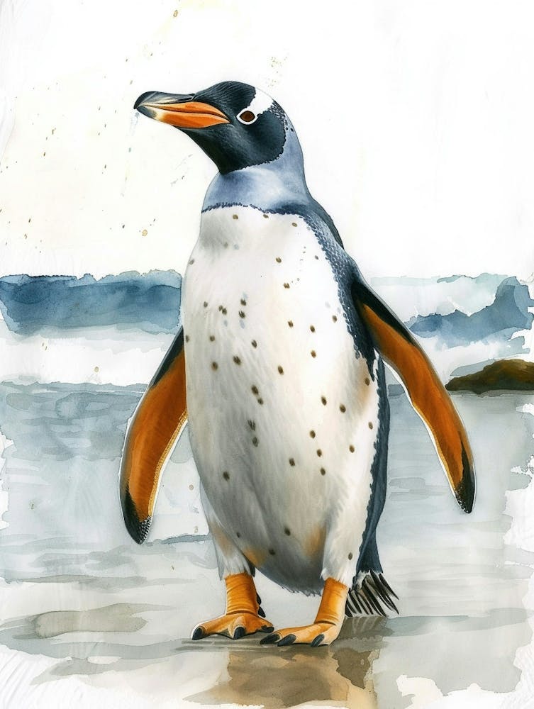Humboldt Penguin Signy Island Watercolour Painting 1