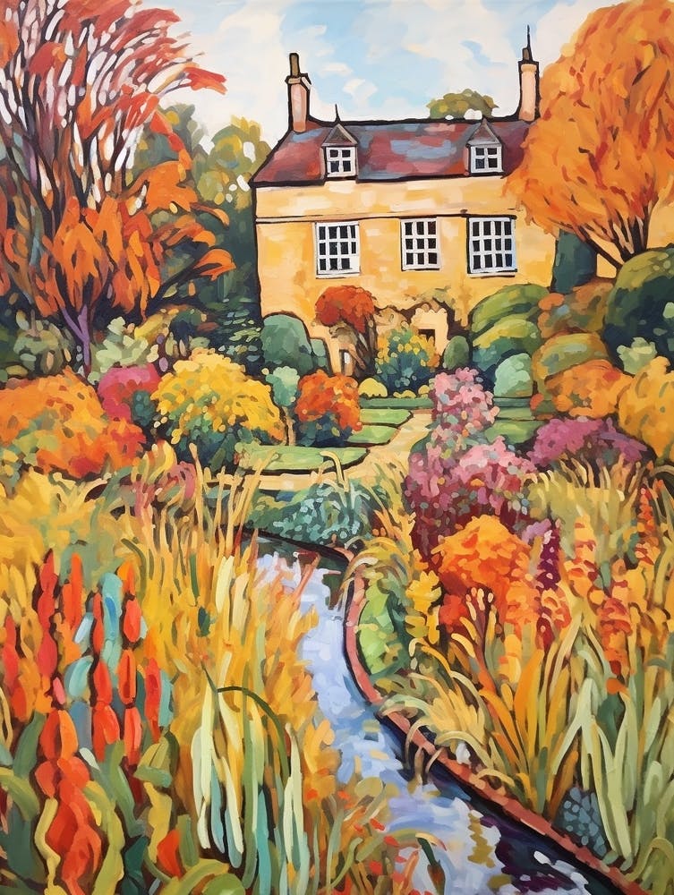 Autumn Gardens Painting Hidcote Manor Garden United Kingdom 2