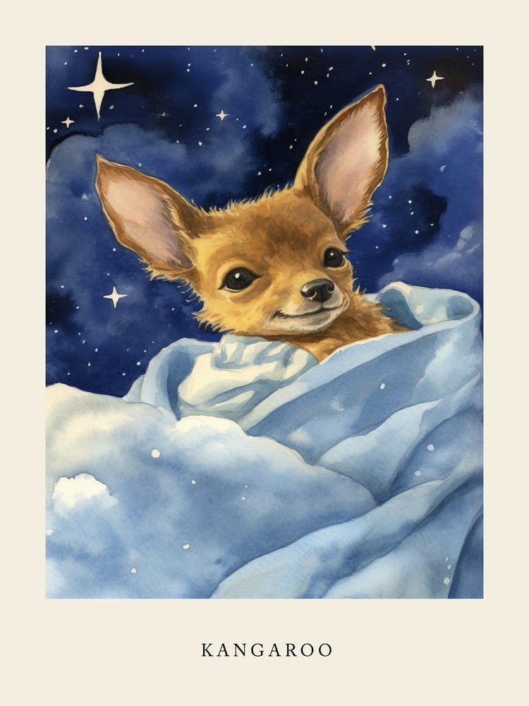 Baby-Känguru Schläft in den Wolken Kinderzimmer-Poster