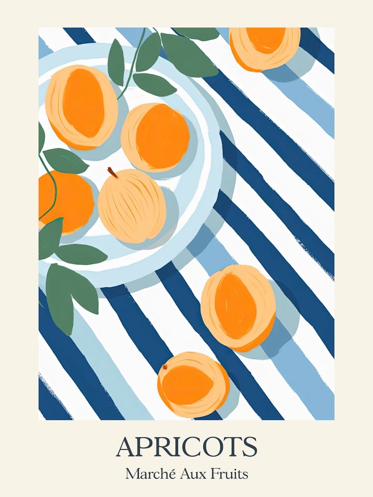 Marche Aux Fruits Poster Apricots Fruit Summer Illustration 2