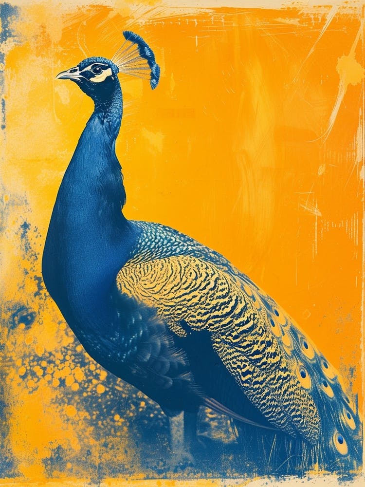 Orange & Blue Peacock Portrait 2