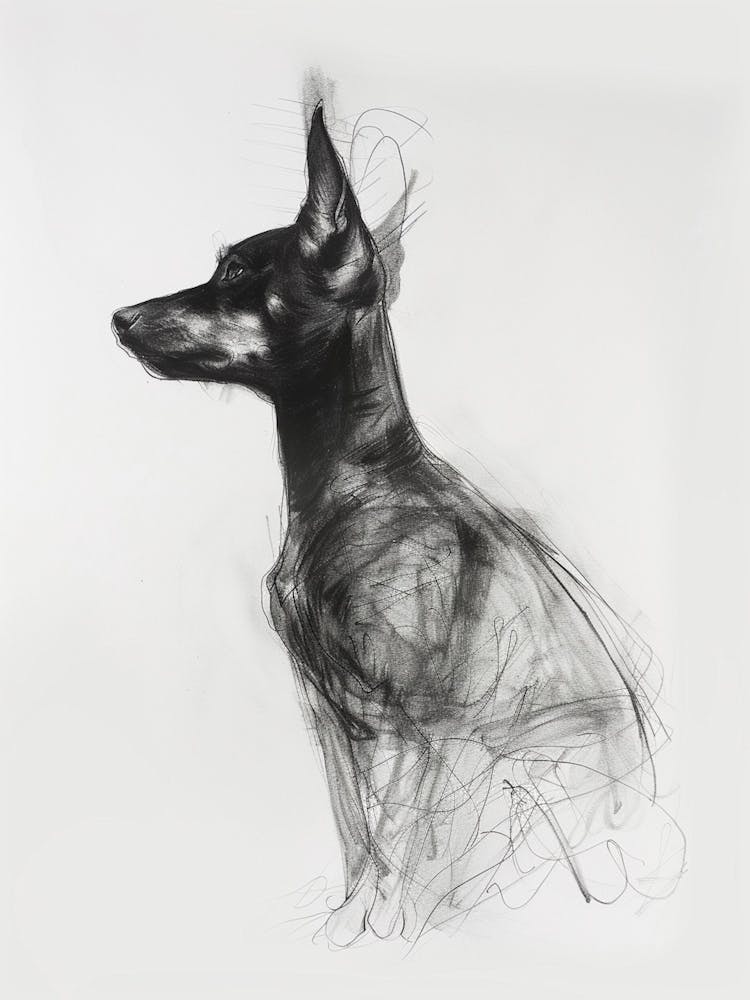 German Pinscher Dog Charcoal Line 1