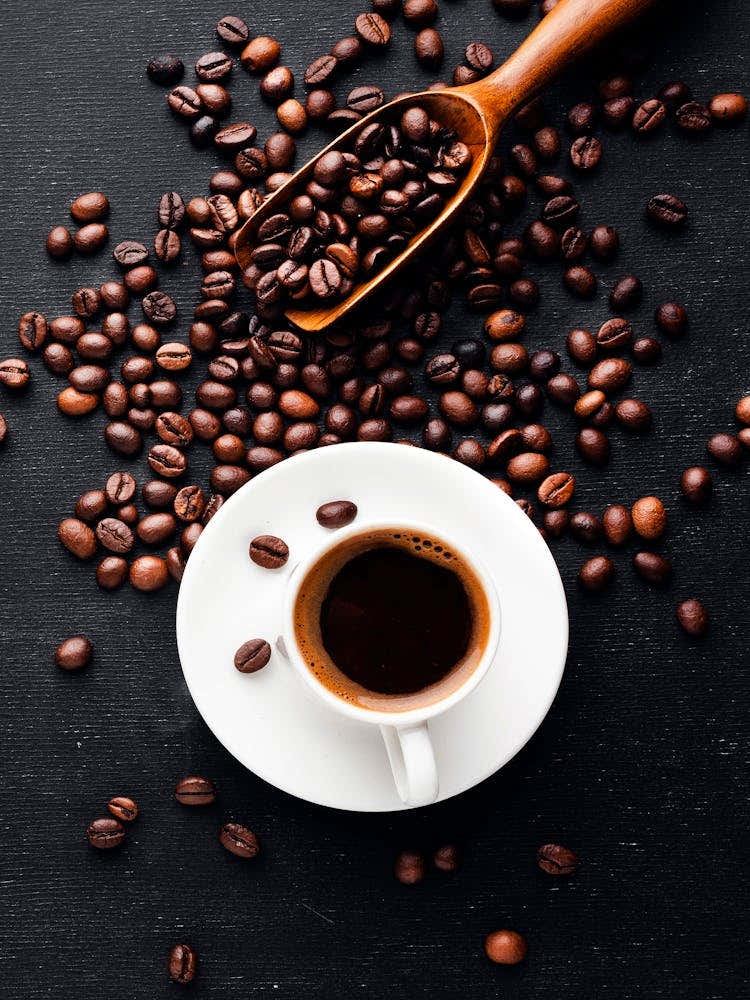 Coffee Beans On A Black Background - coffee vintage poster, coffee poster