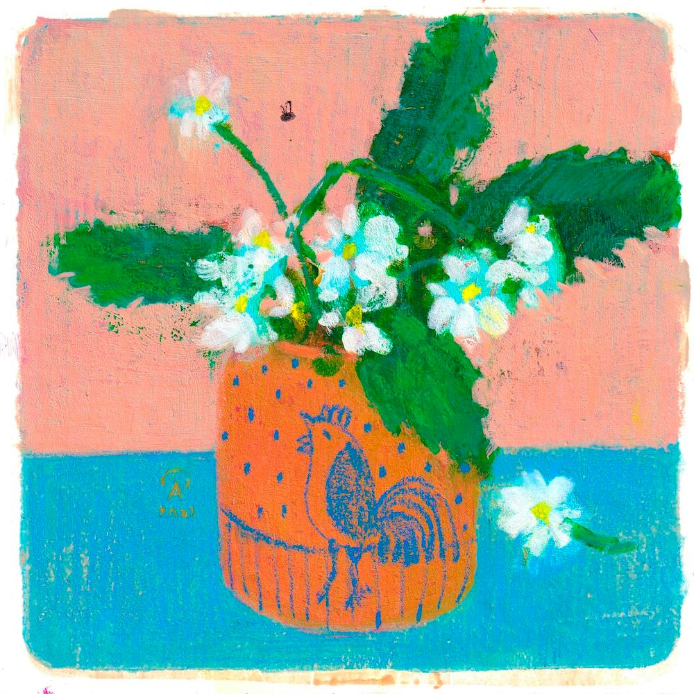 Tiny White Flowers Bouquet In A Brown Pot Square