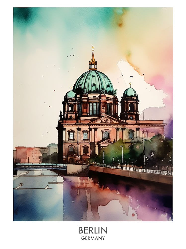 Berlin Germany Watercolour Travel Poster 4