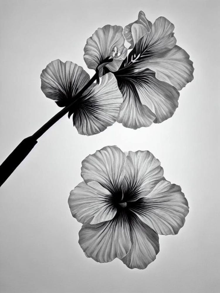 Hibiscus B&W Pencil 2 Flower