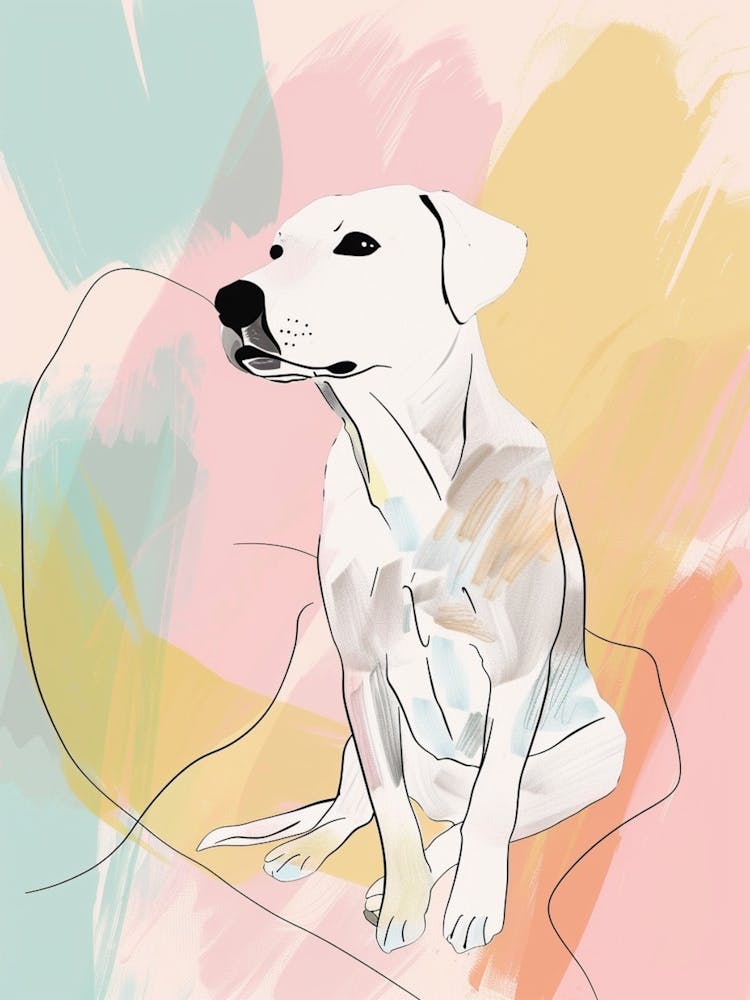 Pastel Labrador Dog Watercolour Line Illustration 1