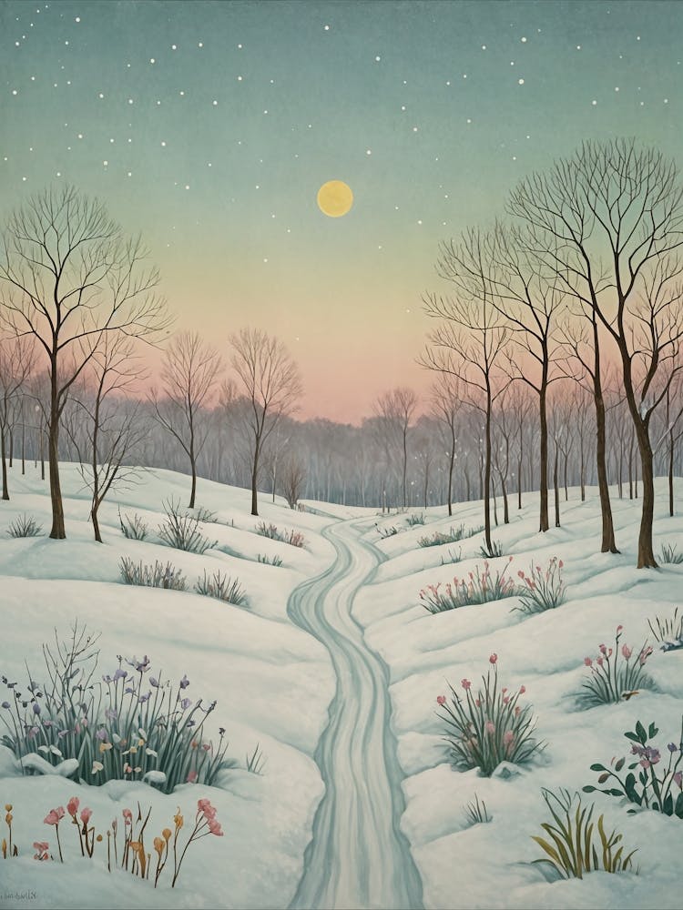 Serene Snowy Path